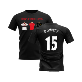 Manchester United 1998-1999 Retro Shirt T-shirt - Text (Black) (Blomqvist 15)