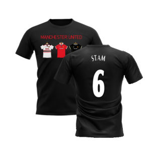 Manchester United 1998-1999 Retro Shirt T-shirt - Text (Black) (Stam 6)
