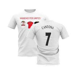 Manchester United 1998-1999 Retro Shirt T-shirt - Text (White) (Cantona 7)