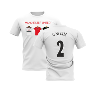 Manchester United 1998-1999 Retro Shirt T-shirt - Text (White) (G Neville 2)