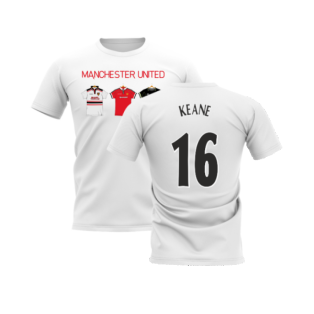 Manchester United 1998-1999 Retro Shirt T-shirt - Text (White) (Keane 16)