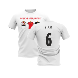 Manchester United 1998-1999 Retro Shirt T-shirt - Text (White) (Stam 6)