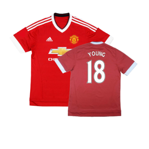 Manchester United 2015-16 Home Shirt ((Excellent) M) (Young 18)  Manchester United 2015-16 Home Shirt ((Excellent) M) (Young 18)