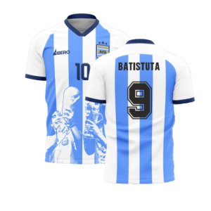 Messi x Maradona Argentina World Cup Tribute Shirt (BATISTUTA 9)