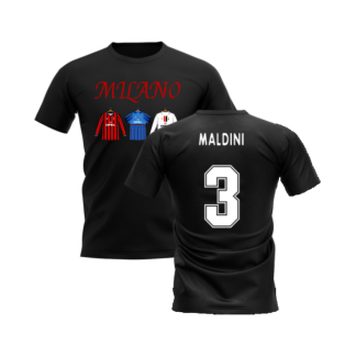 Milano 1995-1996 Retro Shirt T-shirt Text (Black) (MALDINI 3)