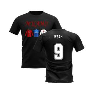 Milano 1995-1996 Retro Shirt T-shirt Text (Black) (Weah 9)