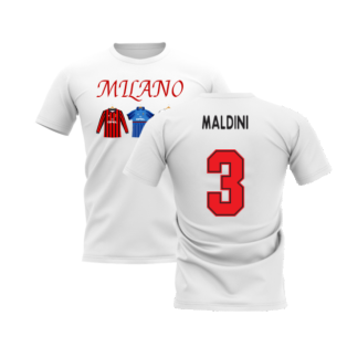 Milano 1995-1996 Retro Shirt T-shirt - Text (White) (MALDINI 3)