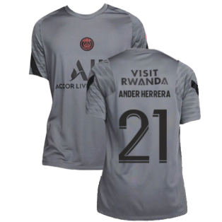 PSG 2021-2022 CL Training Shirt (Dark Grey) - Kids (ANDER HERRERA 21)