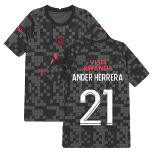 PSG 2021-2022 Pre-Match Training Shirt (Black) - Kids (ANDER HERRERA 21)