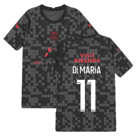 PSG 2021-2022 Pre-Match Training Shirt (Black) - Kids (DI MARIA 11)