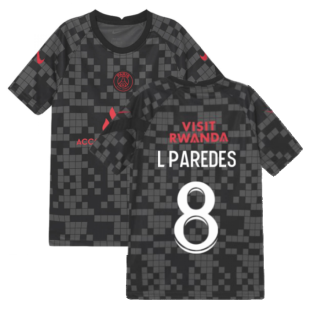 PSG 2021-2022 Pre-Match Training Shirt (Black) - Kids (L PAREDES 8)