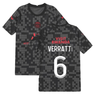 PSG 2021-2022 Pre-Match Training Shirt (Black) - Kids (VERRATTI 6)