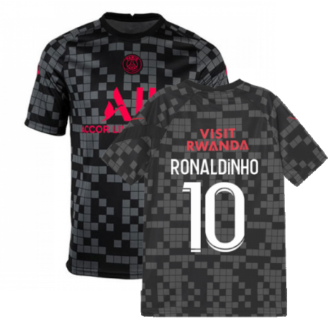 PSG 2021-2022 Pre-Match Training Shirt (Black) (RONALDINHO 10)