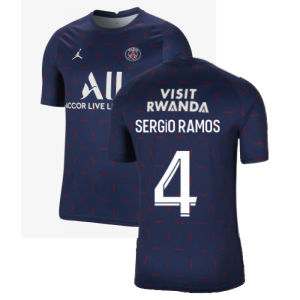 PSG 2021-2022 Pre-Match Training Shirt (Navy) (SERGIO RAMOS 4)