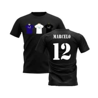 Real Madrid 2002-2003 Retro Shirt T-shirt (Black) (MARCELO 12)