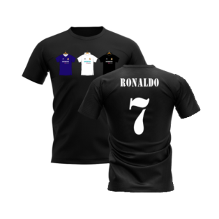 Real Madrid 2002-2003 Retro Shirt T-shirt (Black) (RONALDO 7)