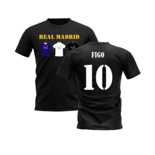 Real Madrid 2002-2003 Retro Shirt T-shirt Text (Black) (Figo 10)
