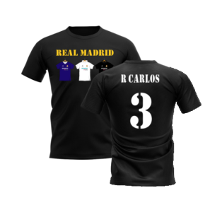 Real Madrid 2002-2003 Retro Shirt T-shirt Text (Black) (R CARLOS 3)