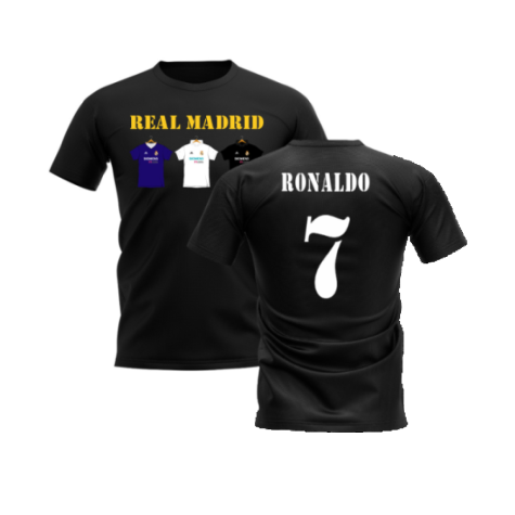 Real Madrid 2002-2003 Retro Shirt T-shirt Text (Black) (RONALDO 7)