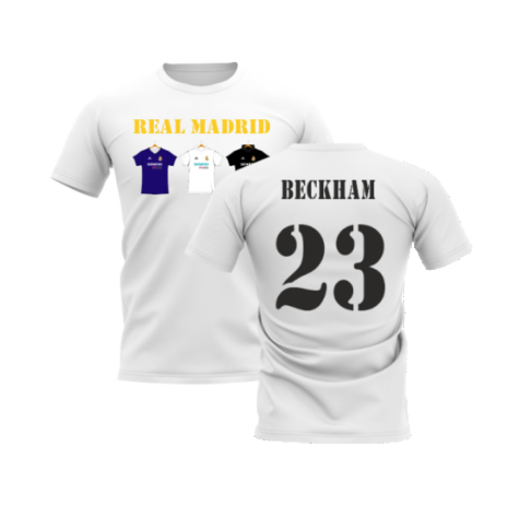 Real Madrid 2002-2003 Retro Shirt T-shirt - Text (White) (BECKHAM 23)