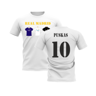 Real Madrid 2002-2003 Retro Shirt T-shirt - Text (White) (PUSKAS 10)
