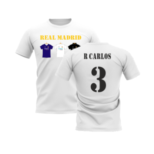 Real Madrid 2002-2003 Retro Shirt T-shirt - Text (White) (R CARLOS 3)