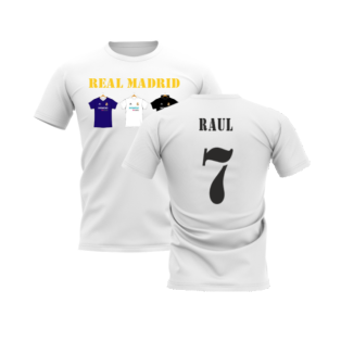 Real Madrid 2002-2003 Retro Shirt T-shirt - Text (White) (RAUL 7)