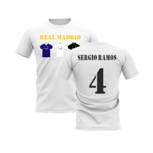 Real Madrid 2002-2003 Retro Shirt T-shirt - Text (White) (SERGIO RAMOS 4)