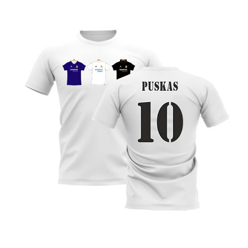 Real Madrid 2002-2003 Retro Shirt T-shirt (White) (PUSKAS 10)