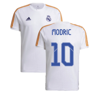 Real Madrid 2021-2022 3S Tee (White) (MODRIC 10)