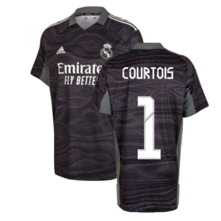 Real Madrid 2021-2022 Home Goalkeeper Shirt (Black) - Kids (COURTOIS 1)