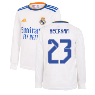 Real Madrid 2021-2022 Long Sleeve Home Shirt (Kids) (BECKHAM 23)