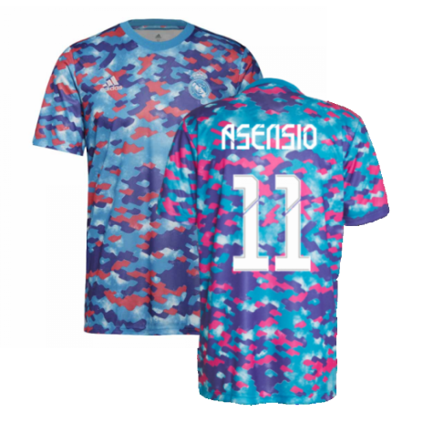 Real Madrid 2021-2022 Pre-Match Training Shirt (Pink) (ASENSIO 11)