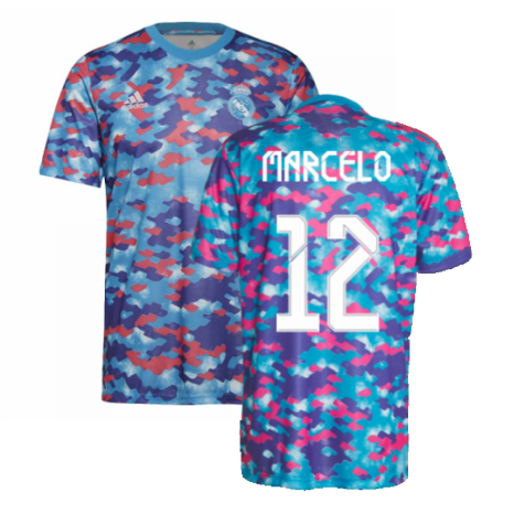 Real Madrid 2021-2022 Pre-Match Training Shirt (Pink) (MARCELO 12)