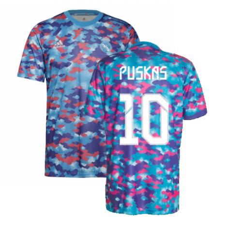 Real Madrid 2021-2022 Pre-Match Training Shirt (Pink) (PUSKAS 10)