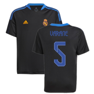 Real Madrid 2021-2022 Training Shirt (Black) - Kids (VARANE 5)