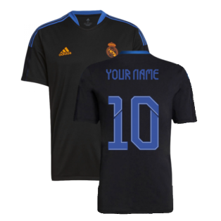 Real Madrid 2021-2022 Training Shirt (Black) (Your Name)