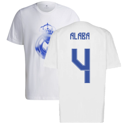 Real Madrid 2021-2022 Training Tee (White-Blue) (ALABA 4)  Real Madrid 2021-2022 Training Tee (White-Blue) (ALABA 4)