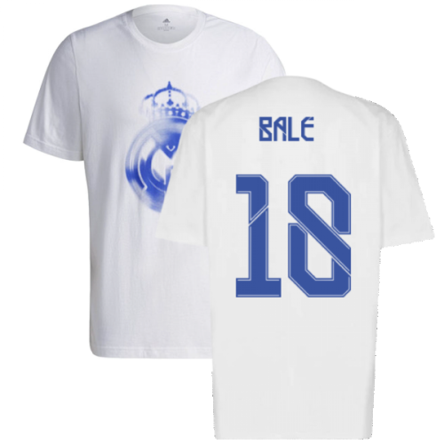 Real Madrid 2021-2022 Training Tee (White-Blue) (BALE 18)  Real Madrid 2021-2022 Training Tee (White-Blue) (BALE 18)