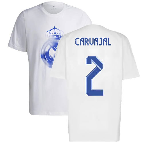 Real Madrid 2021-2022 Training Tee (White-Blue) (CARVAJAL 2) Real Madrid 2021-2022 Training Tee (White-Blue) (CARVAJAL 2)