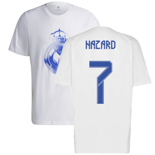 Real Madrid 2021-2022 Training Tee (White-Blue) (HAZARD 7)  Real Madrid 2021-2022 Training Tee (White-Blue) (HAZARD 7)