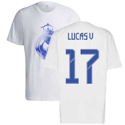 Real Madrid 2021-2022 Training Tee (White-Blue) (LUCAS V 17)  Real Madrid 2021-2022 Training Tee (White-Blue) (LUCAS V 17)