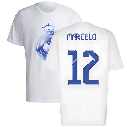 Real Madrid 2021-2022 Training Tee (White-Blue) (MARCELO 12)