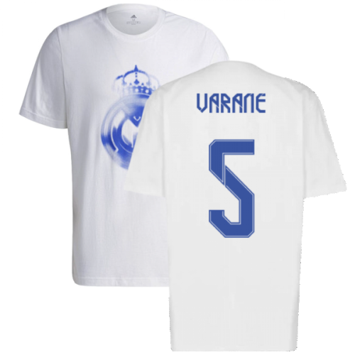 Real Madrid 2021-2022 Training Tee (White-Blue) (VARANE 5)  Real Madrid 2021-2022 Training Tee (White-Blue) (VARANE 5)