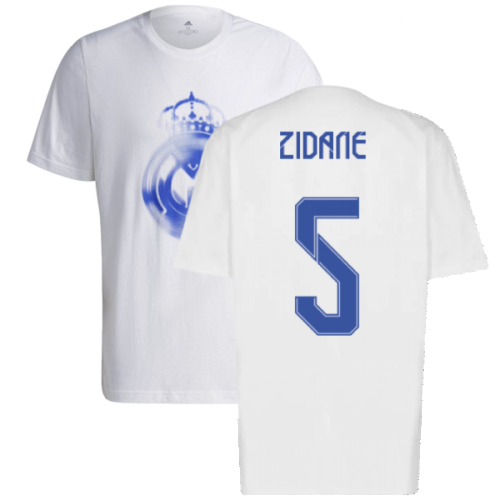 Real Madrid 2021-2022 Training Tee (White-Blue) (ZIDANE 5)  Real Madrid 2021-2022 Training Tee (White-Blue) (ZIDANE 5)