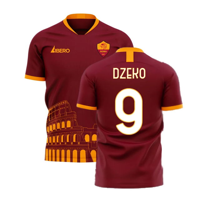 Roma 2025-2026 Home Concept Football Kit (Libero) - No Sponsor (DZEKO 9)