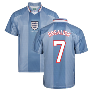 Score Draw England 1996 Away Euro Championship Retro Football Shirt (Grealish 7)