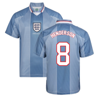 Score Draw England 1996 Away Euro Championship Retro Football Shirt (Henderson 8)