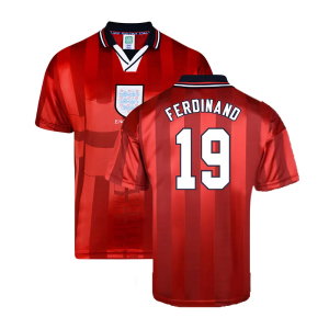 Score Draw England 1998 World Cup Finals Away Retro Football Shirt (FERDINAND 19)