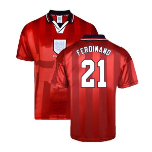 Score Draw England 1998 World Cup Finals Away Retro Football Shirt (FERDINAND 21)